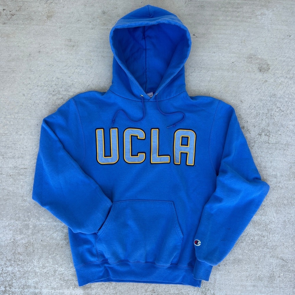 Champion UCLA Hoodie Small Blue Spellout Pullover Sweatshirt Collegiate Y2K S